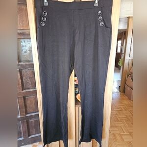 NWT DGD Sz 3xl Black Sailor-Style Pull-On Pants with Decorative Buttons